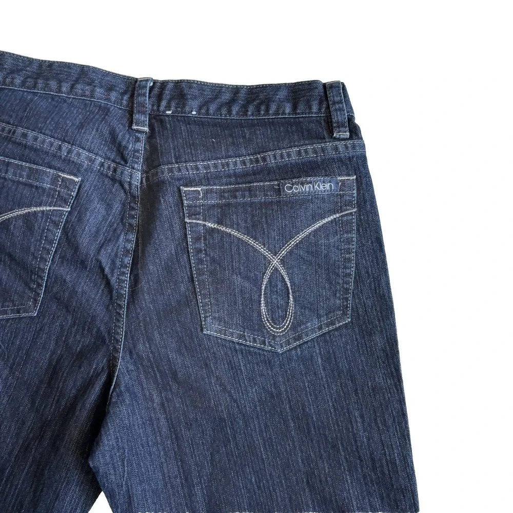 CALVIN KLEIN Womens Flare Fit Denim Dark Wash Jeans Sz 29/8 *Actual W-32 x L-31" - Picture 2 of 4